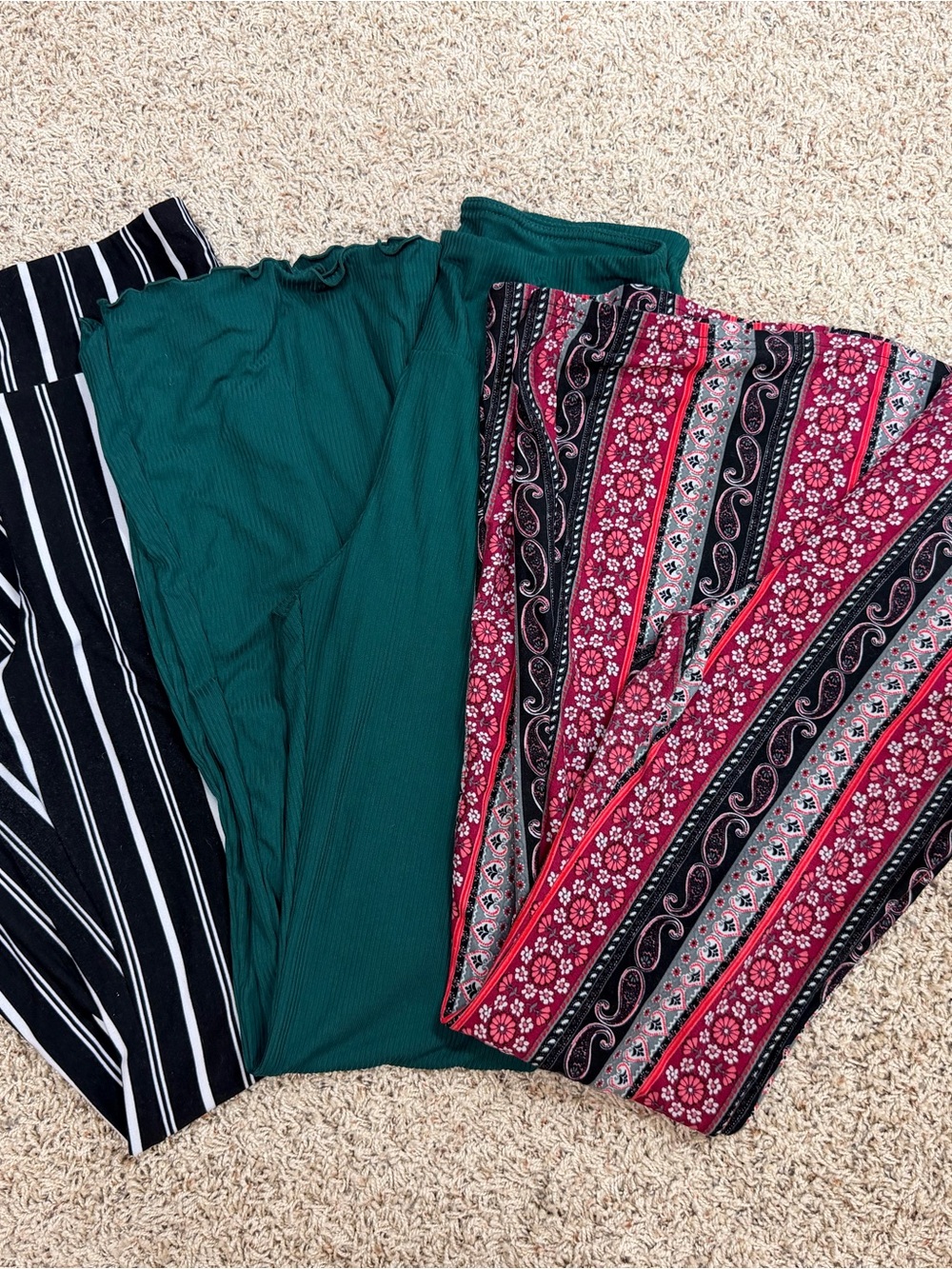 Women’s Assorted Mixed-Pattern Bottoms - Green, Black/White Stripe, Pink Pattern - Picture 2 of 2